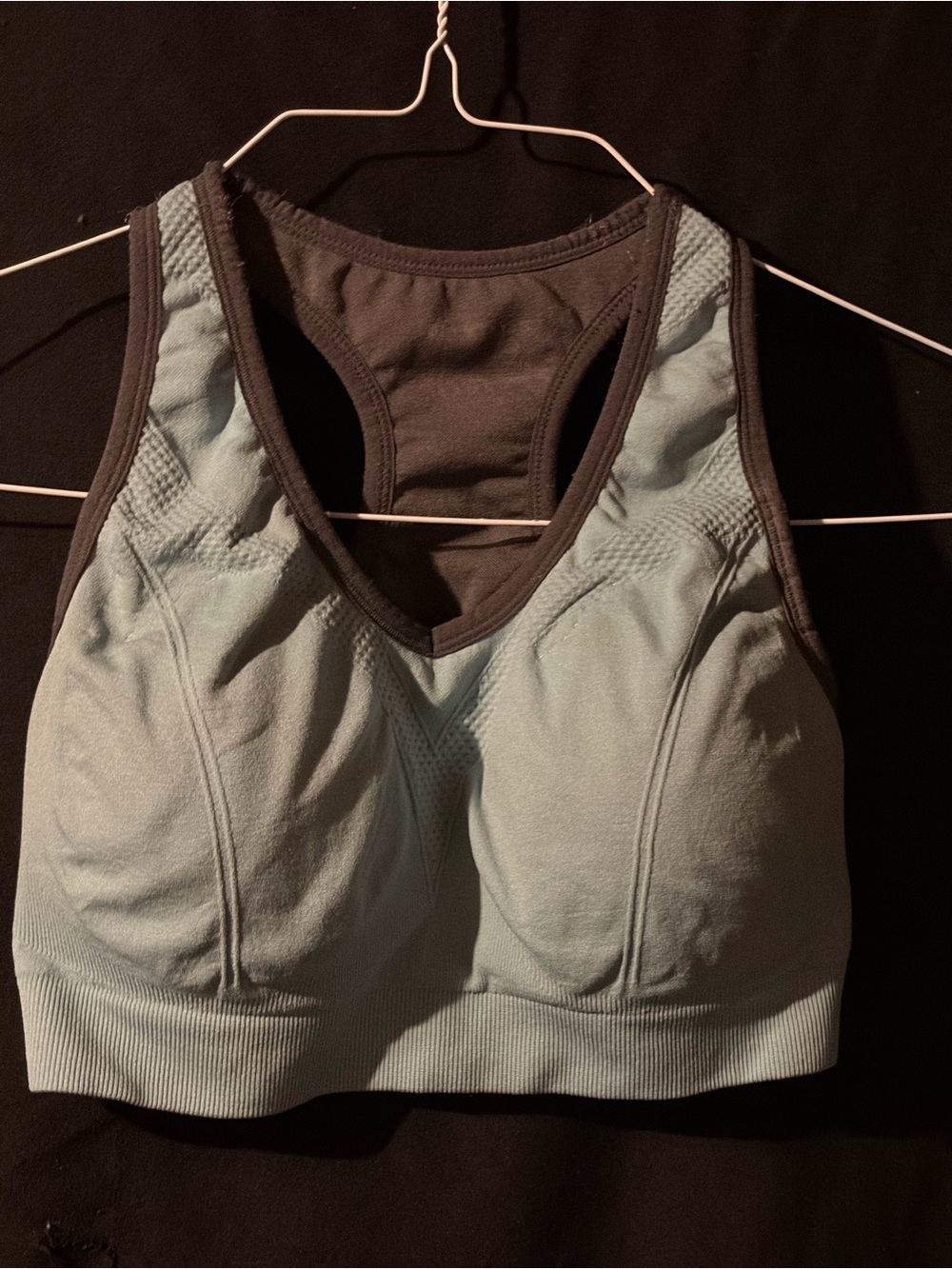 Light teal Racerback Sports Bra with Contrast Trim size medium